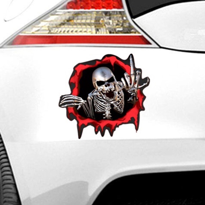 1 Tấm Đề Can Dán Trang Trí Xe Hơi Hình Đầu Lâu Phản Quang Đa Năng Chống Thấm Nước DIY