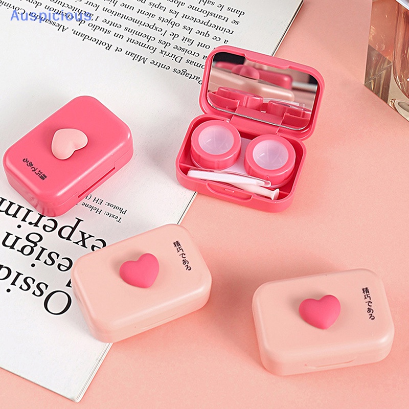 [AuspiciousV] Hộp Đựng Kính Áp Tròng Kèm Nhíp Màu Hồng Trơn Phong Cách Mới Nhỏ Gọn Dành Cho Bạn Nữ Mang Đi Du Lịch