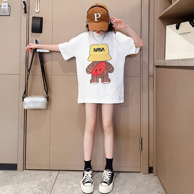 Áo Thun Tay Ngắn Dáng Rộng Thời Trang Mùa Hè Cho Bé Gái 3-5 - 8-10 - 12-13 Tuổi