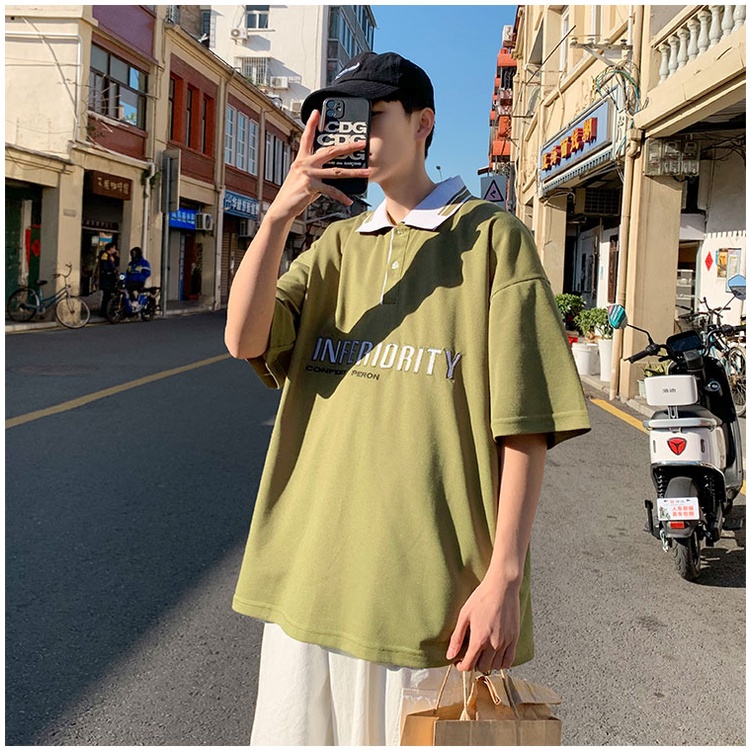 Áo Thun Polo Cotton Tay Ngắn Dáng Rộng Phong Cách Nhật Bản Thời Trang Mùa Hè Cho Nam