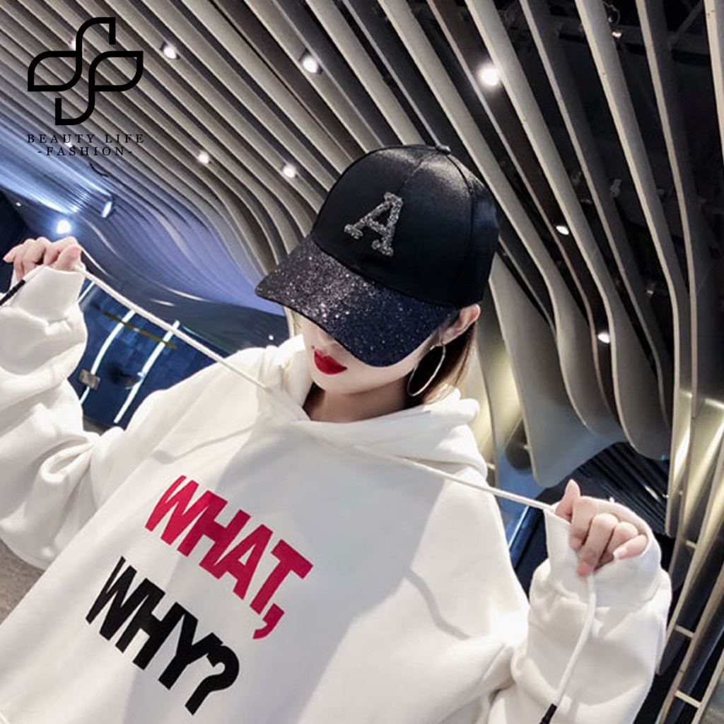 Nón Lưỡi Trai Đính Đá Lấp Lánh Chống Nắng Có Thể Điều Chỉnh Kích Thước