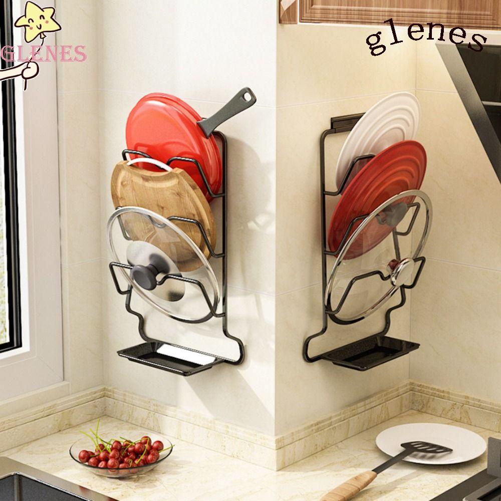 Giá Đỡ Nắp Nồi 3 / 4 / 5 Tầng Bằng Nhôm Gắn Tường Tiết Kiệm Không Gian