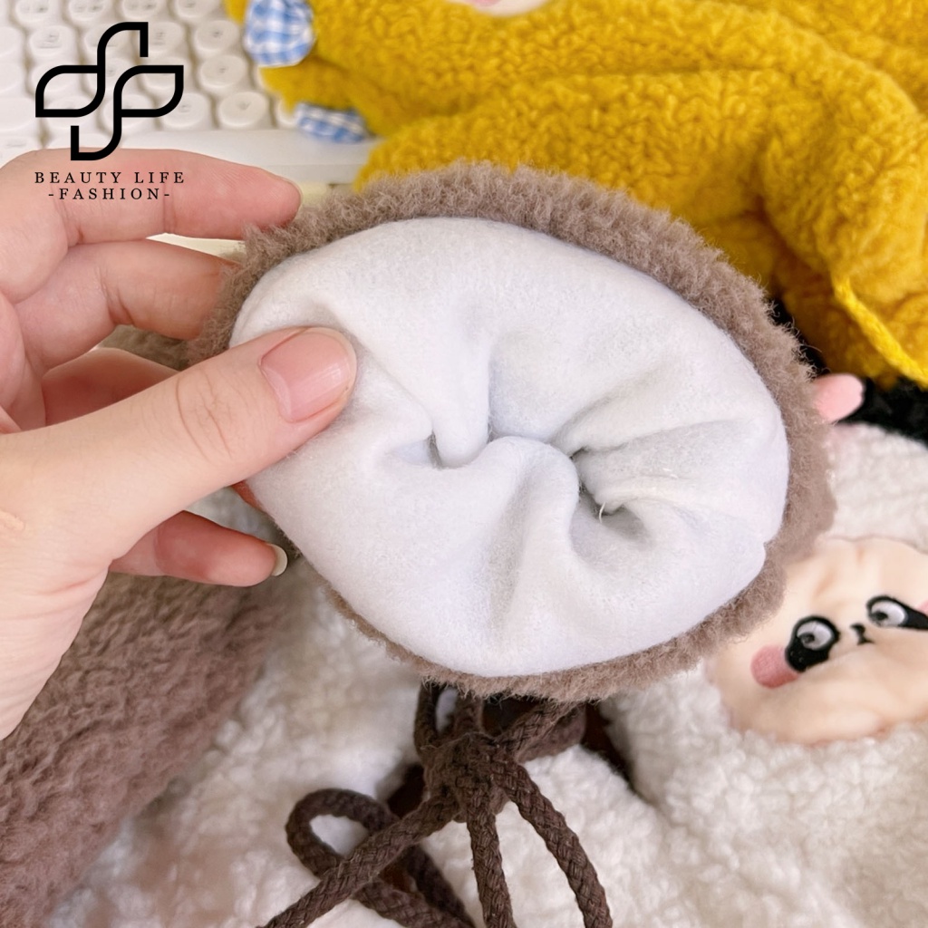 Găng Tay Vải Bông Dày Dặn Ấm Áp Chống Gió Thêu Hình Gấu Trúc / Thỏ / Gấu / Cừu Dễ Thương