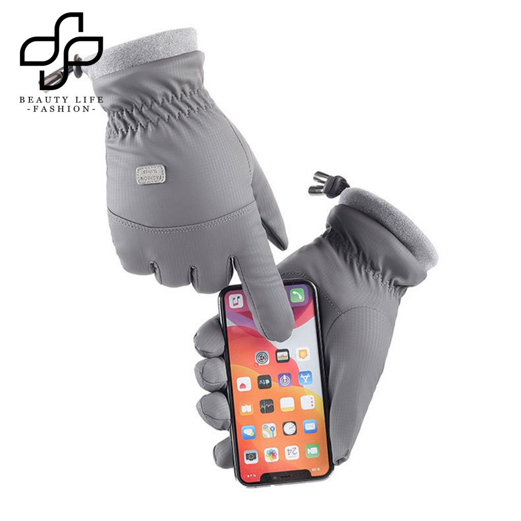 1 Đôi Găng Tay Chống Trượt Vải Lông Cừu San Hô Dày Dặn Có Thể Chạm Màn Hình Cảm Ứng