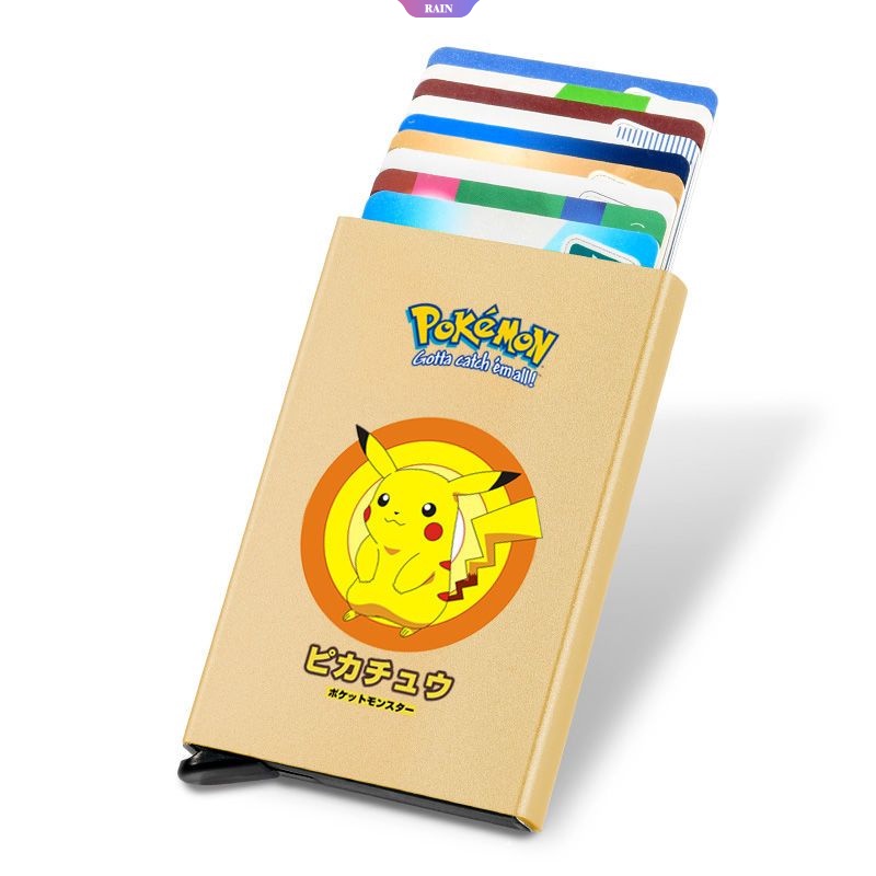 Ví Đựng Thẻ Ngân Hàng Tự Động Bật Lên Bằng Nhôm In Hoạt Hình Pikachu Doraemon Dễ Thương Tháo Gỡ Nhanh Cho Nữ [RAIN]