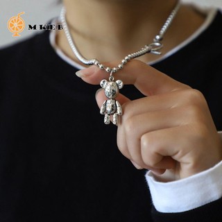 Vòng cổ mặt dây hình gấu bằng thép titan phong cách Hàn Quốc thời trang cho nam và nữ