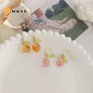 Khuyên tai móc MKEB hình quả đào hồng đào dễ thương thời trang Hàn Quốc