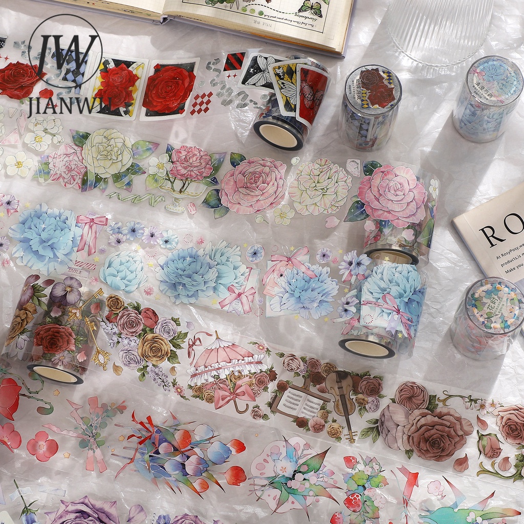 Cuộn Băng Keo Họa Tiết Hoa / Bướm 58mm * 500cm Chống Thấm Nước Dùng Trang Trí DIY