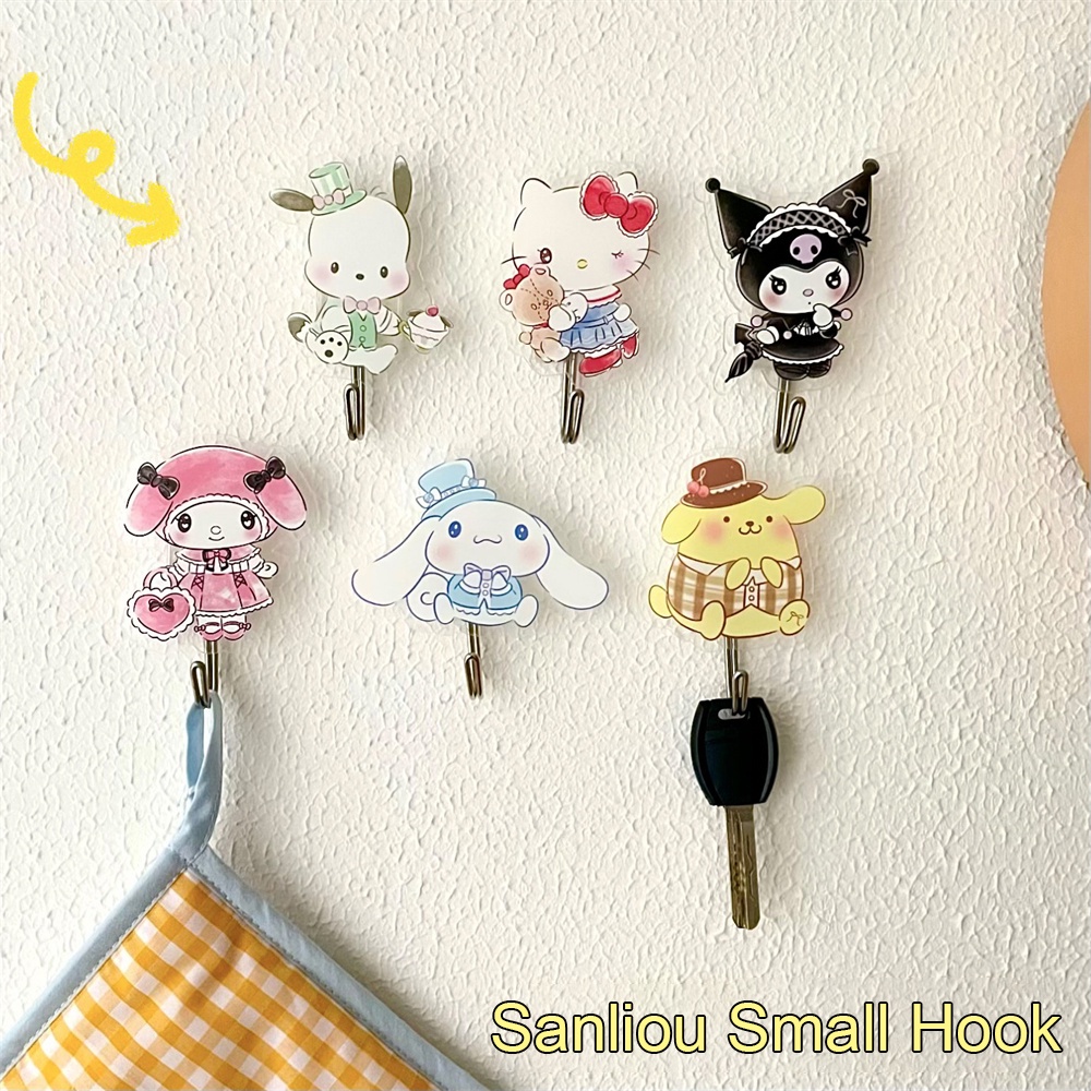 Móc Treo Đồ Gắn Cửa Nhà Tắm Bằng Acrylic Hình Sanrio Pochacco Kuromi Pompompurin Melody Dễ Thương