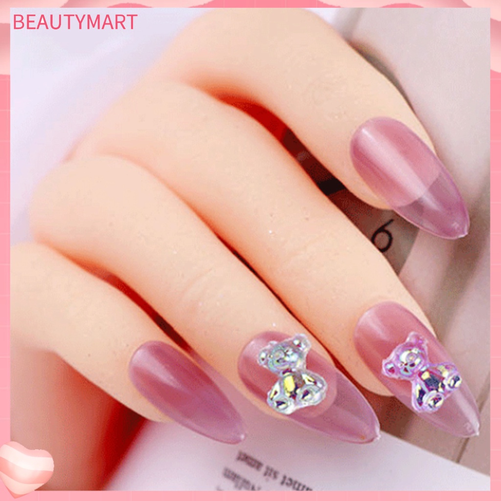 Bộ 50 Phụ Kiện Trang Trí Móng Tay Hình Gấu 3D Lấp Lánh Đa Năng