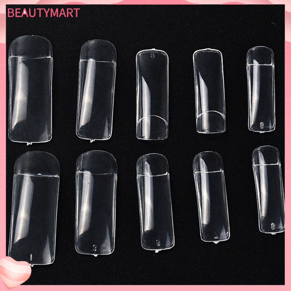 Bộ 500 Móng Tay Giả Trong Suốt Bằng Acrylic Màu Trắng Tự Nhiên