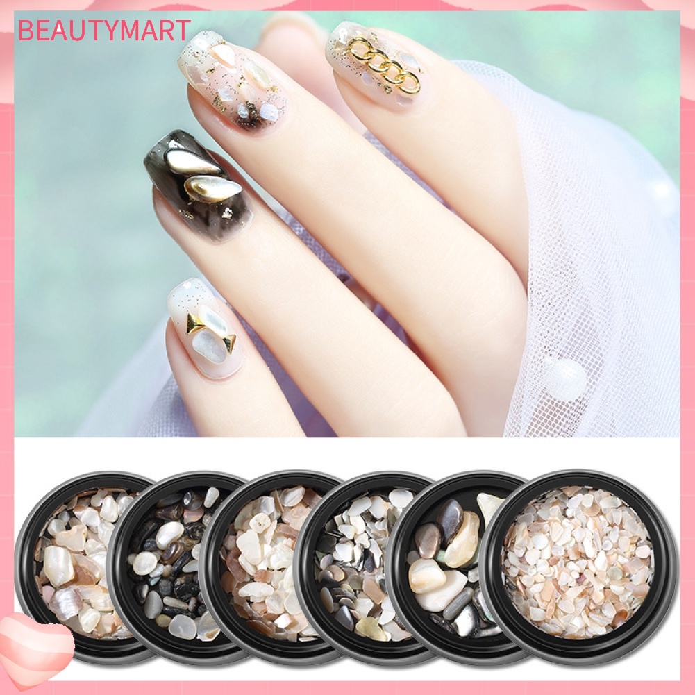 Set 2 Hộp Đá Vỏ Sò Trang Trí Móng Tay Nghệ Thuật