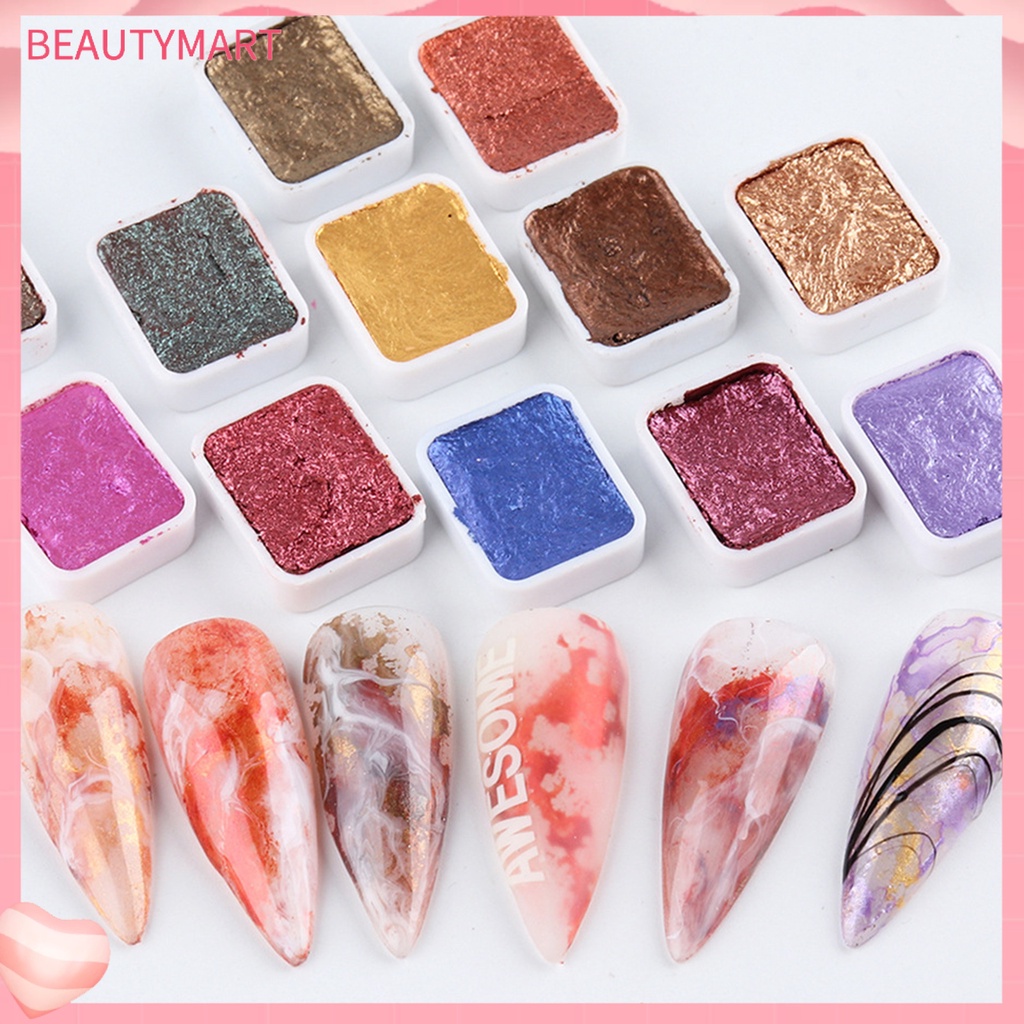 Bộ Màu Nước Kim Tuyến Lấp Lánh Lâu Trôi Dùng Trang Trí Móng Tay Nghệ Thuật DIY