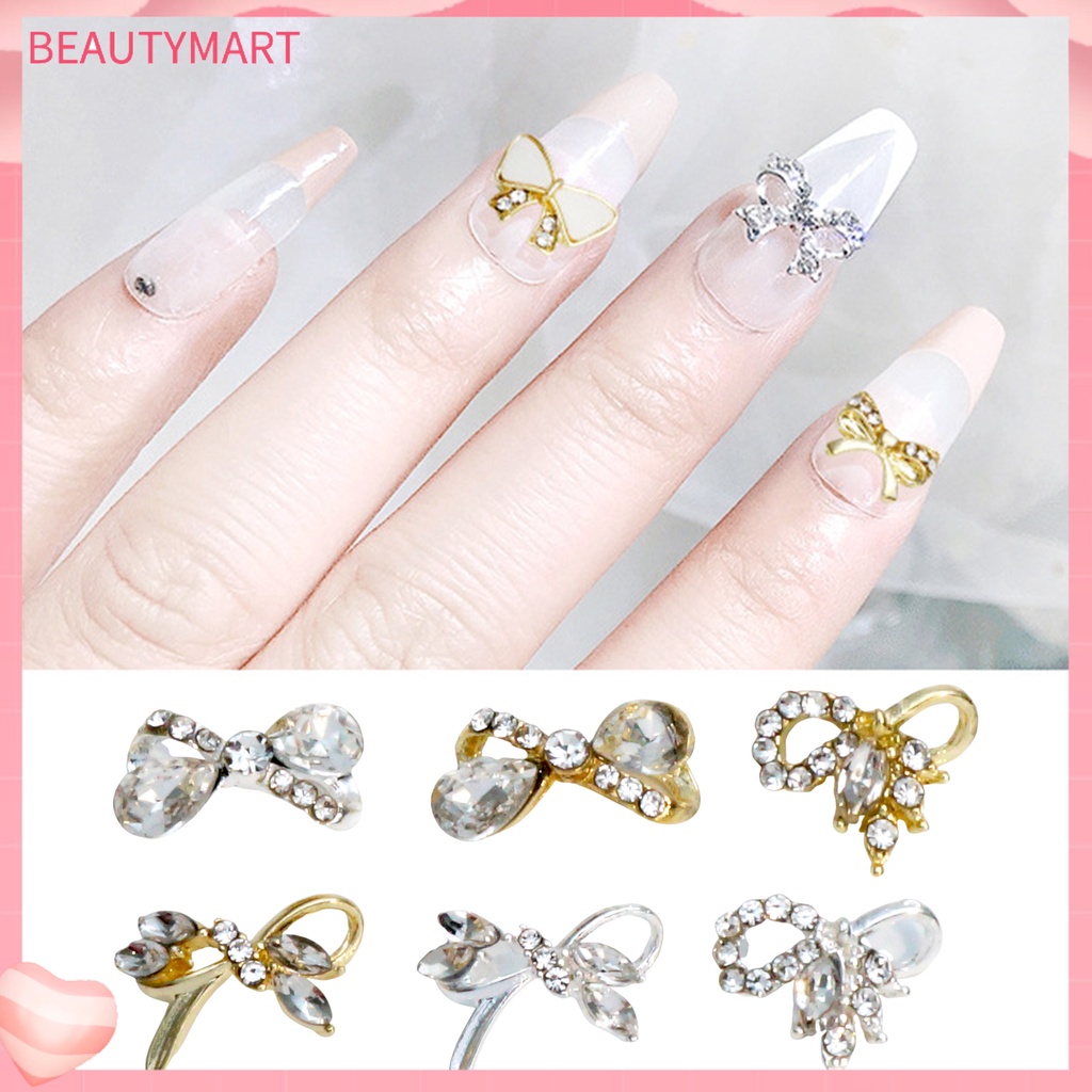 Set 10 Phụ Kiện Nơ Bằng Hợp Kim Trang Trí Móng Tay DIY