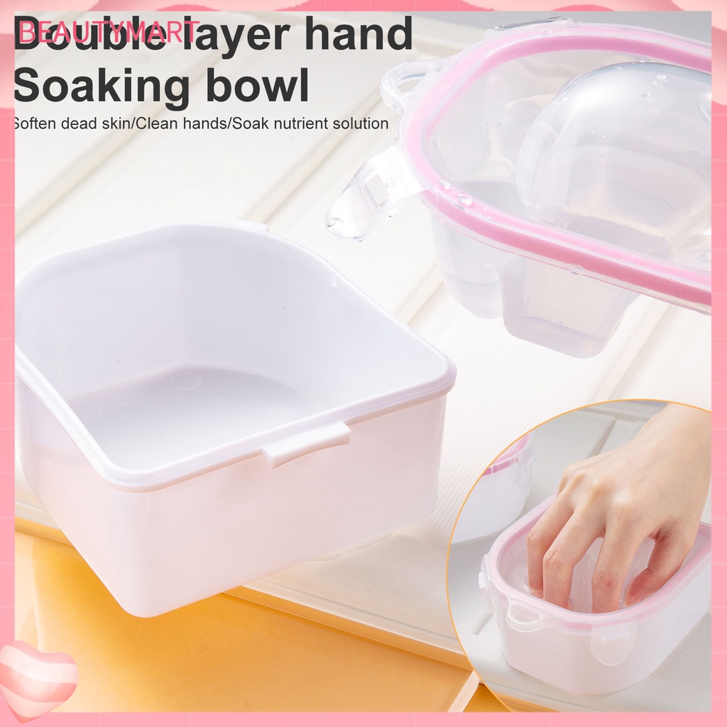 [beautymart] Bát Ngâm Móng Tay Có Thể Tháo Rời Thiết Kế Rãnh Treo Hai Lớp Dùng Trong Salon