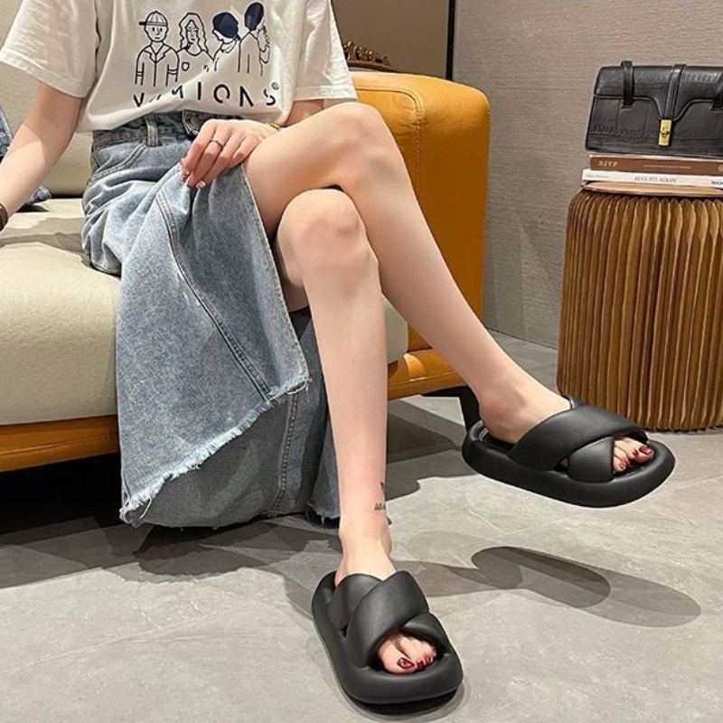Dép Quai Chéo Đế Dày Chống Trượt Thời Trang Mùa Hè Cho Nữ
