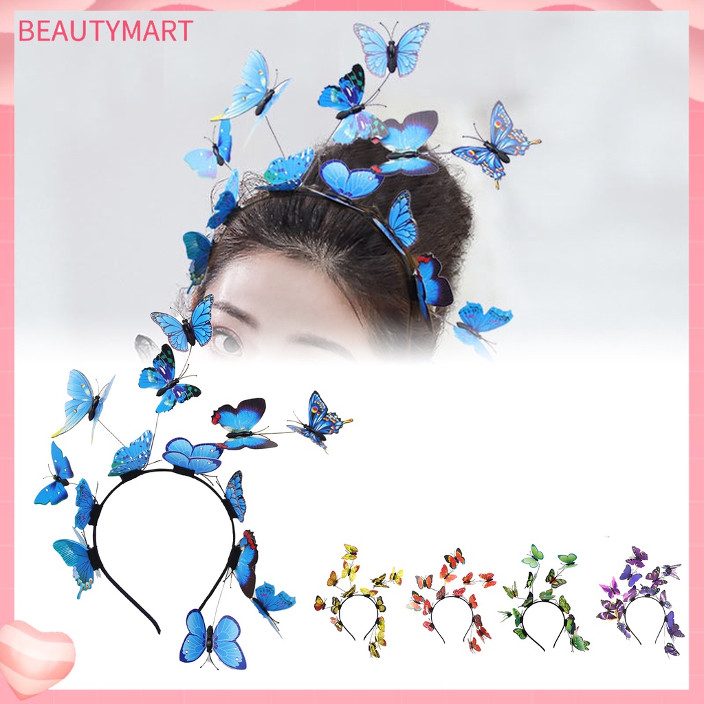 [beautymart] Cài Tóc Hình Vương Miện Bướm Phong Cách Bohemian Sống Động Thoải Mái Có Thể Điều Chỉnh Trang Trí Cho Tiệc Trà / Halloween