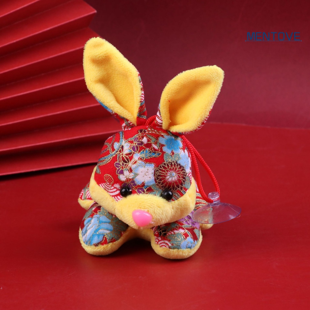 Búp Bê Nhồi Bông Hình Thỏ Năm Mới 2023 10cm Có Giác Hút Và Dây Treo Trang Trí