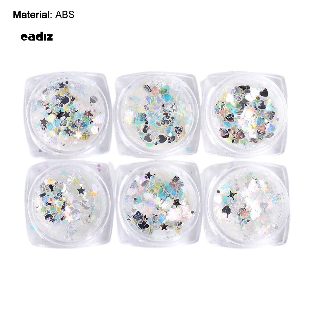 Set 6 Hộp Kim Tuyến ABS Màu Sắc Tươi Sáng Kháng Nhiệt Dùng Để Trang Trí Móng Nghệ Thuật