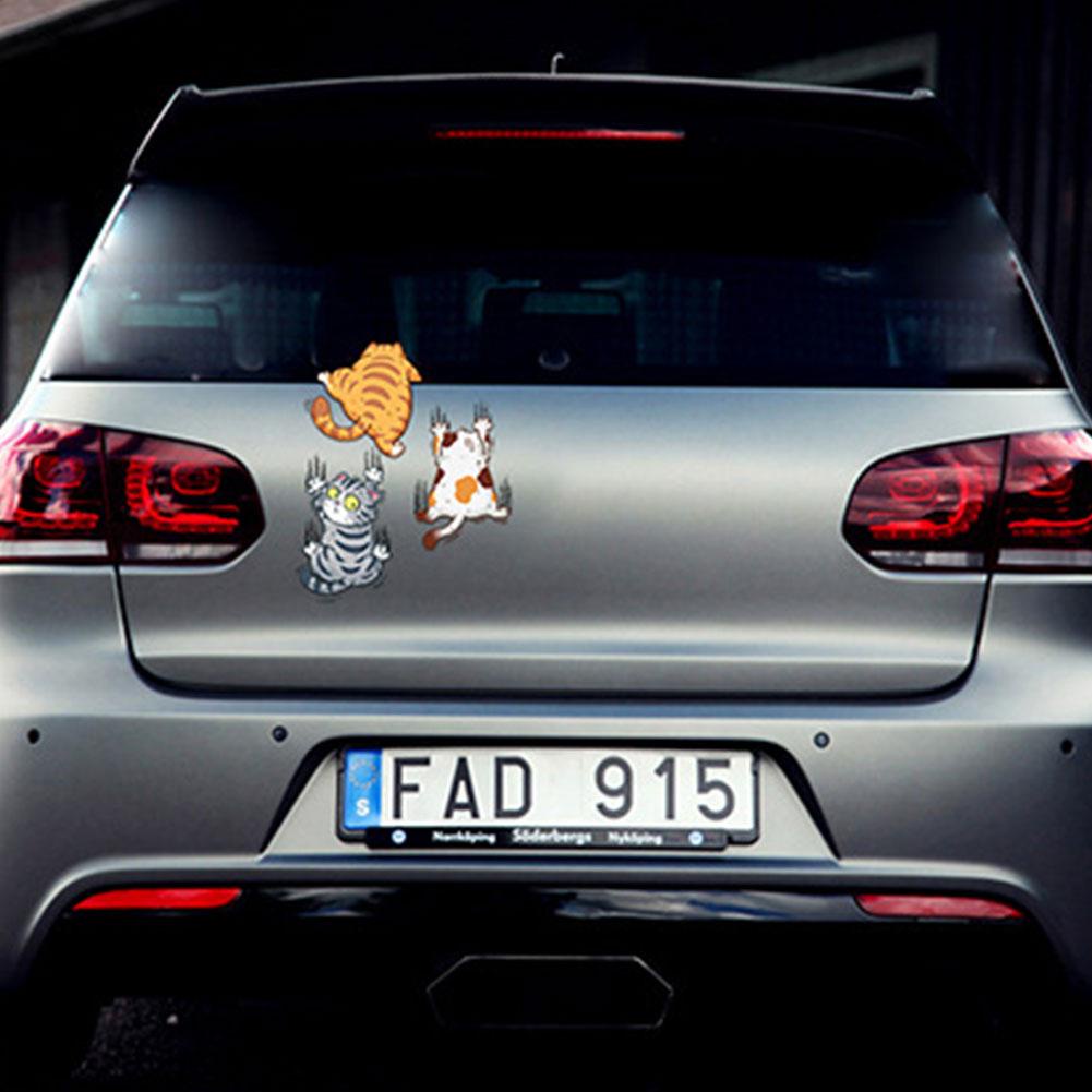 Miếng Dán Trang Trí Xe Hơi Hình Mèo Vui Nhộn Sáng Tạo W3A7