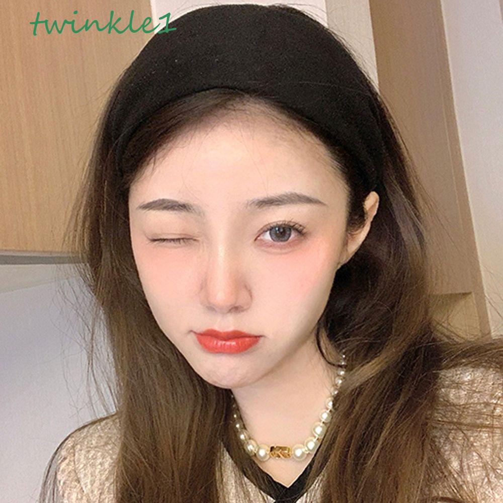 Băng Đô Cài Tóc Bản Rộng Màu Trơn Lấp Lánh Sang Trọng Thời Trang Cho Nữ