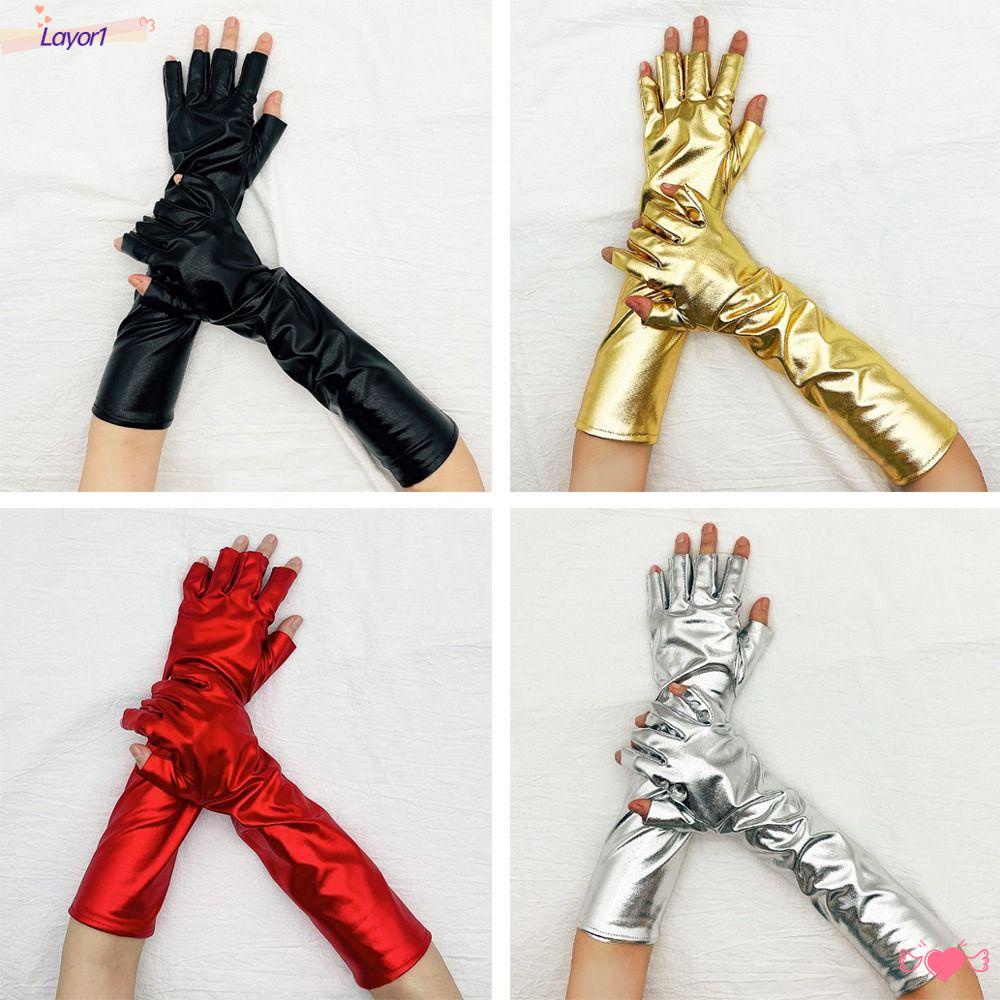 1 Găng Tay Da Pu Co Giãn Giữ Ấm Mùa Đông Khi Trình Diễn Hộp Đêm