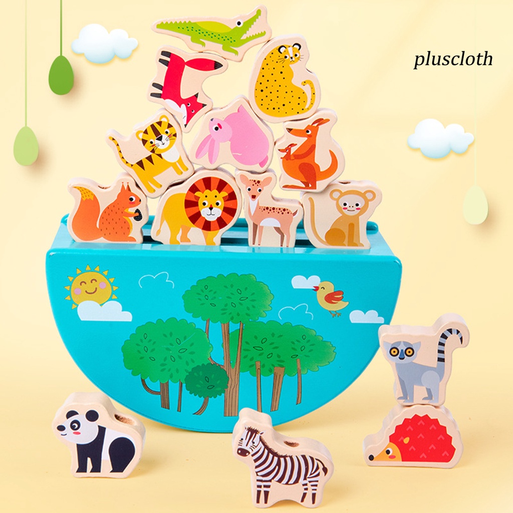 1 Bộ Đồ Chơi Xếp Chồng Lên Nhau Bằng Gỗ Màu Sắc Tươi Sáng Có Dây Thừng Hình Động Vật Cho Trẻ Mẫu Giáo