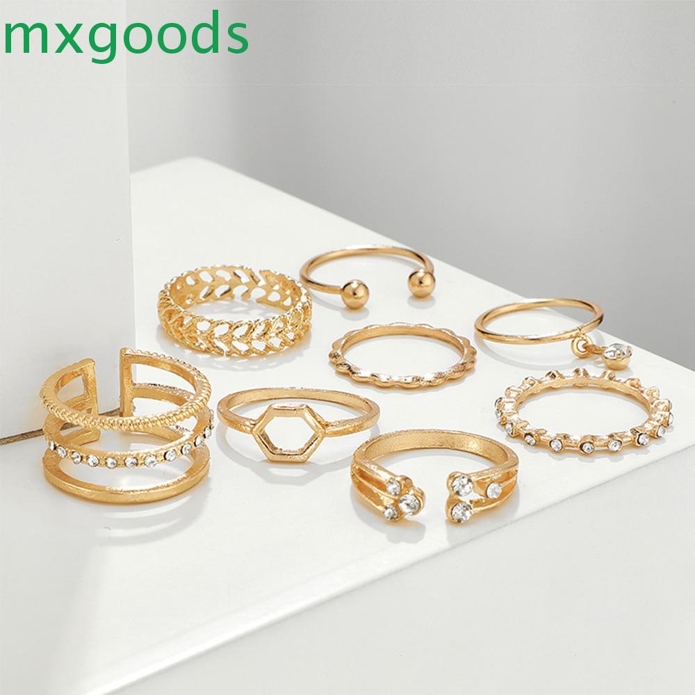 Set 8 Nhẫn Phong Cách Bohemian Thời Trang Cho Nữ|Bông Tai Đính Đá Thời Trang Nữ Tính