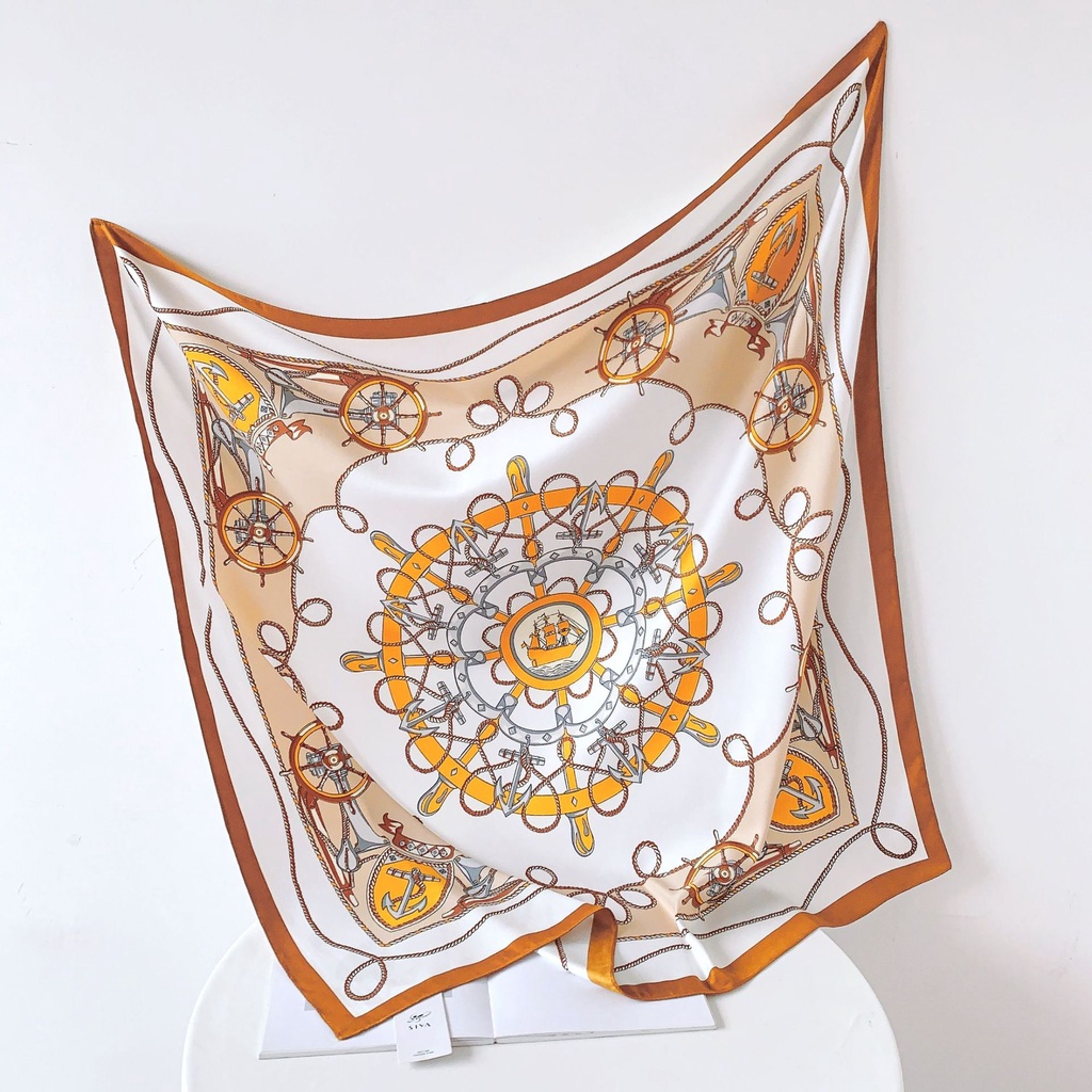 Khăn Quàng Cổ Lụa In Họa Tiết Phong Cách Âu Mỹ 90 * 90cm Dành Cho Nữ