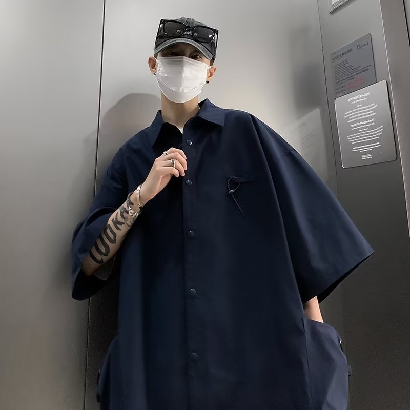 Áo Sơ Mi Ngắn Tay Phong Cách Đường Phố Nhật Bản Thời Trang Mùa Hè Cho Nam