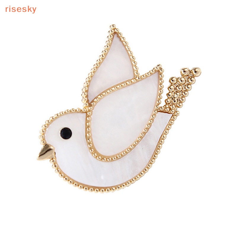 Ghim Cài Áo Hình Chim Bồ Câu Tráng Men Màu Trắng