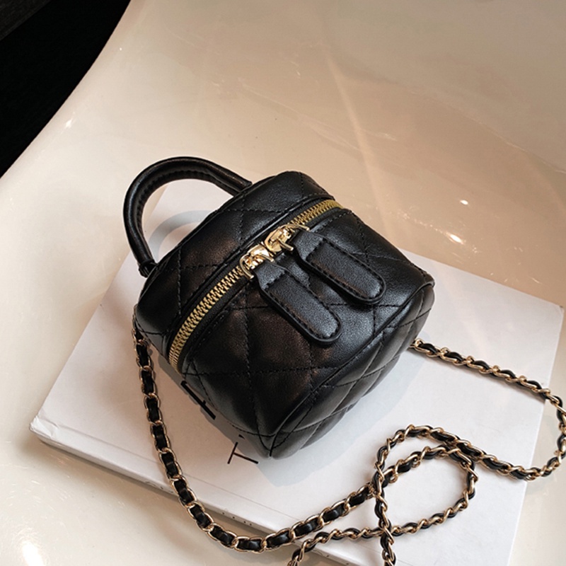 Túi Đeo Chéo mini Dây Rút Thêu Họa Tiết Hình Thoi Thời Trang Cho Nữ