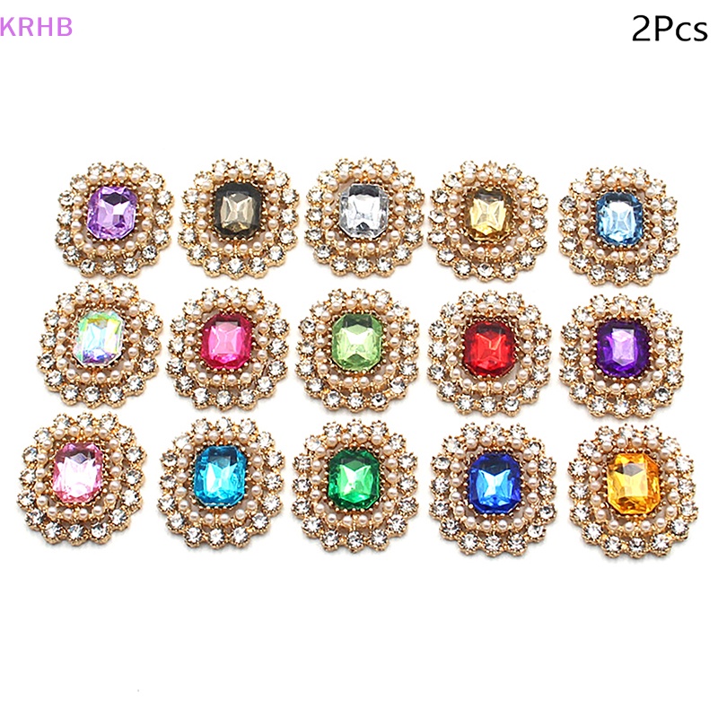 Set 2 Phụ Kiện Nút Hợp Kim Hình Vương Miện Đính Đá Trang Trí Vòng Tay / Vòng Tay DIY Mới