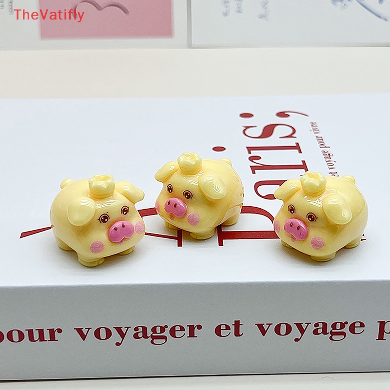 [Thevalifly] Móc Khóa Resin Hình Chú Heo Hoạt Hình Đội Vương Miện Thủ Công DIY