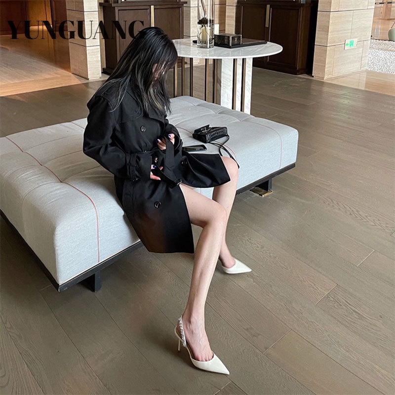 Giày cao gót YUNGUANG mũi nhọn đính đá thời trang Pháp cho nữ