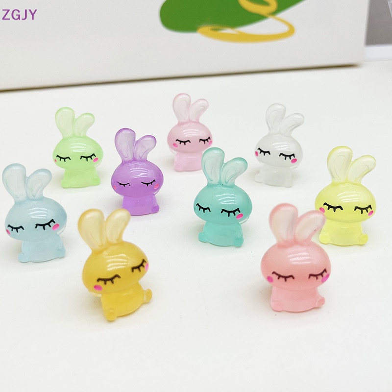 Set 2 Tượng Thỏ Con Dạ Quang Mini Dễ Thương Dùng Để Trang Trí Mới