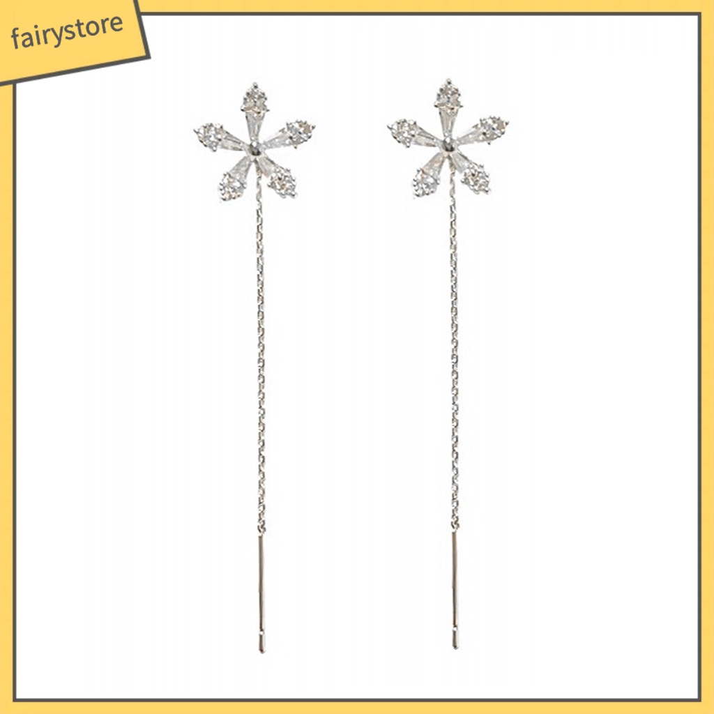 1 Đôi Bông Tai Dáng Dài Đính Đá Lấp Lánh Thời Trang Cho Nữ