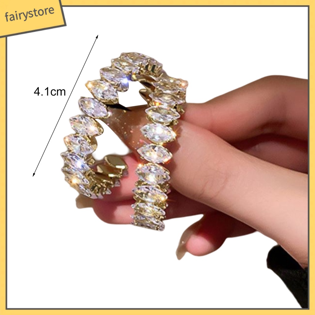 1 Đôi Bông Tai Tròn Đính Đá Lấp Lánh Sang Trọng Dành Cho Nữ