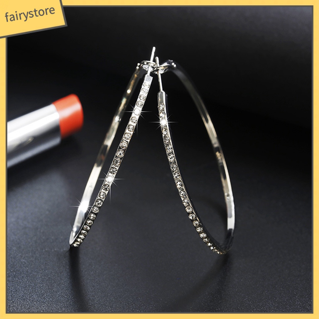 1 Đôi Bông Tai Tròn Đính Đá Lấp Lánh Dành Cho Nữ