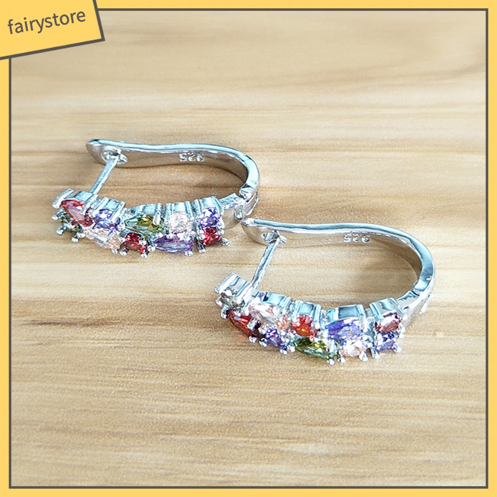 [FRO] Bông Tai Đính Đá Zircon Ngọc Trai Giả Nhiều Màu Sang Trọng Dành Cho Nữ