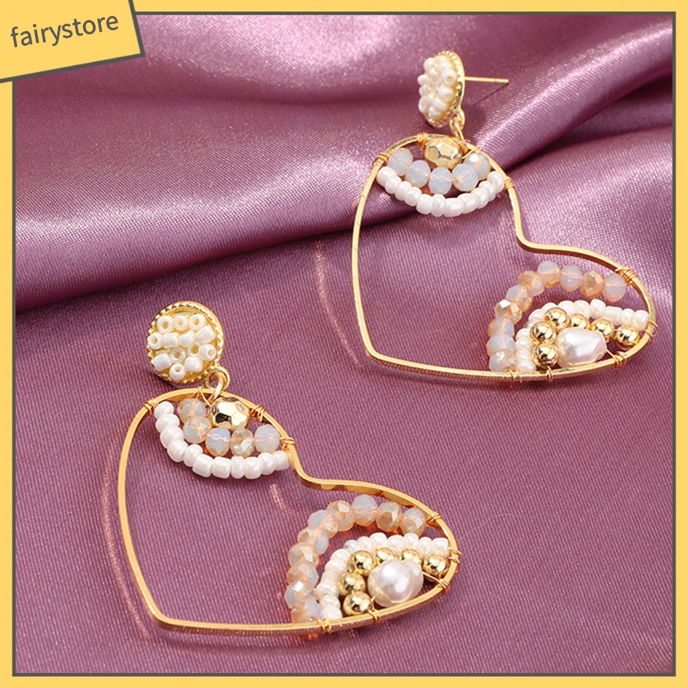 Đôi Bông Tai Hình Trái Tim Phong Cách Boho Thời Trang Cho Nữ