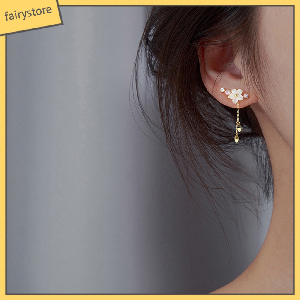 1 Đôi Bông Tai Xỏ Lỗ Hình Hoa Đính Đá Thời Trang
