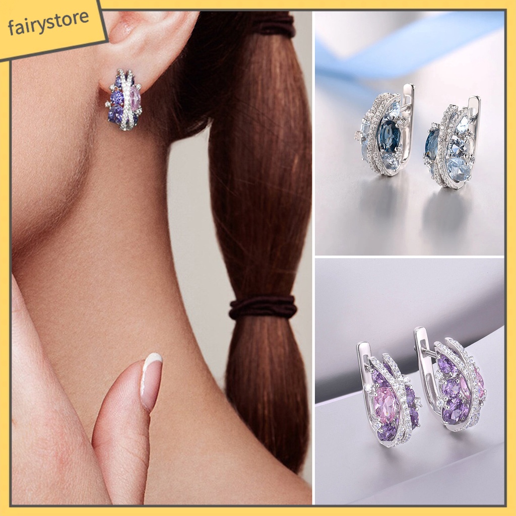 1 Đôi Bông Tai Hình Chữ X Hai Lớp Đính Đá Lấp Lánh Phong Cách Retro