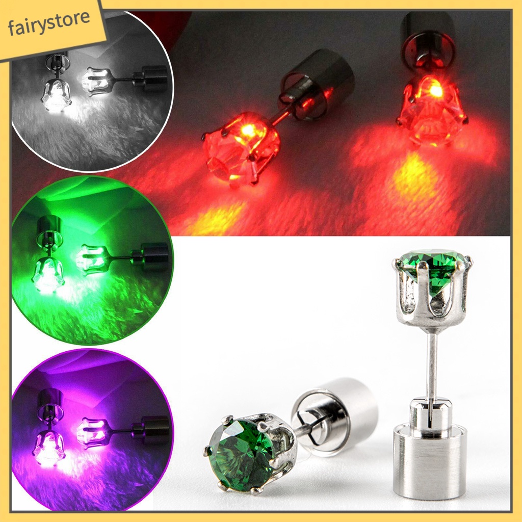 1 Bông Tai Đinh Tán Có Đèn LED Trong Suốt Nhỏ Gọn Cho Nữ