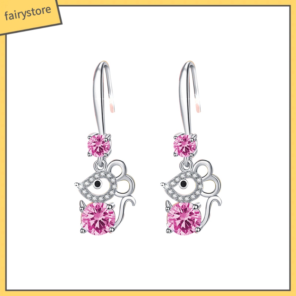 Khuyên Tai Hợp Kim Hình Chuột Đính Đá Thời Trang Cho Nữ