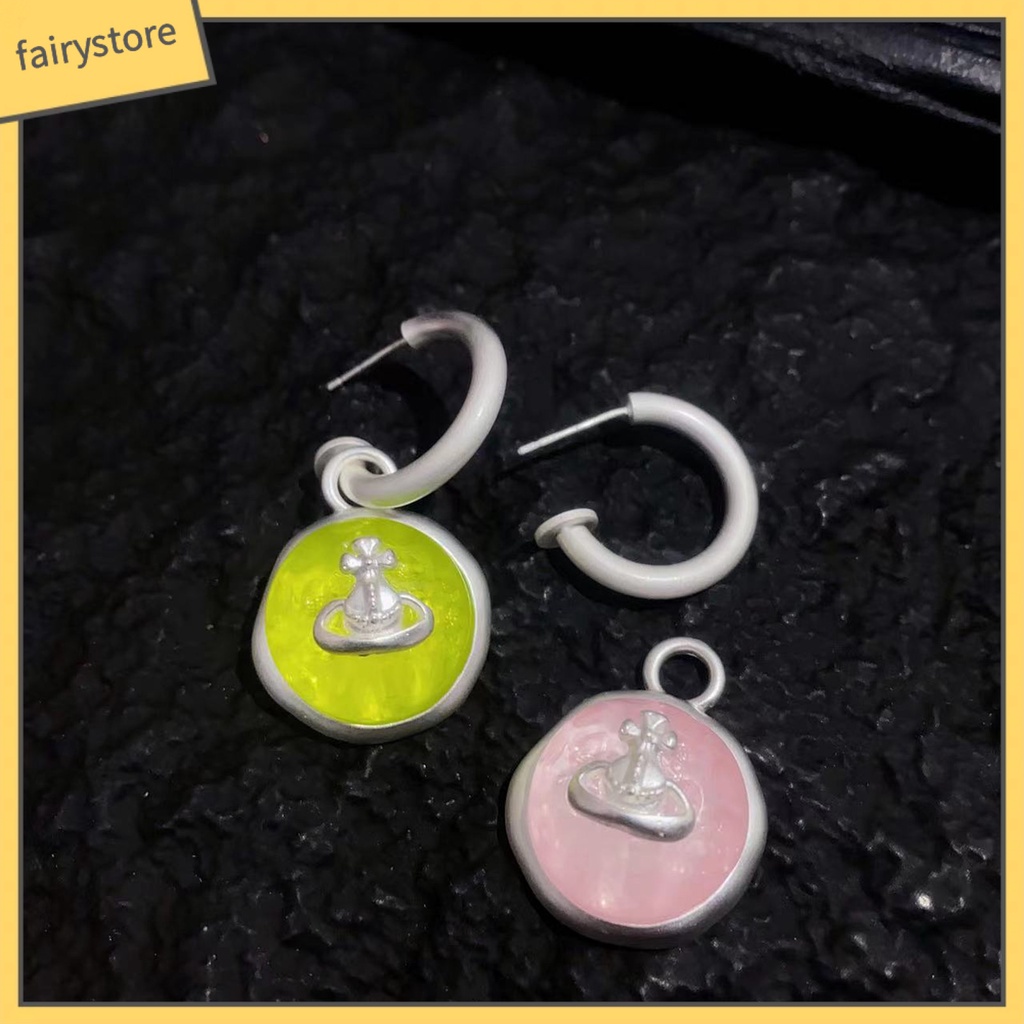 1 Đôi Bông Tai Vòng Chữ C Màu Kẹo Ngọt Kiểu Dáng Hình Học Sang Trọng Dành Cho Nữ