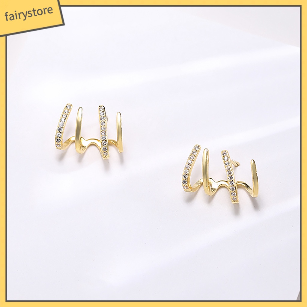 1 Đôi Bông Tai Móng Vuốt Đính Đá Lấp Lánh Thời Trang Dự Tiệc