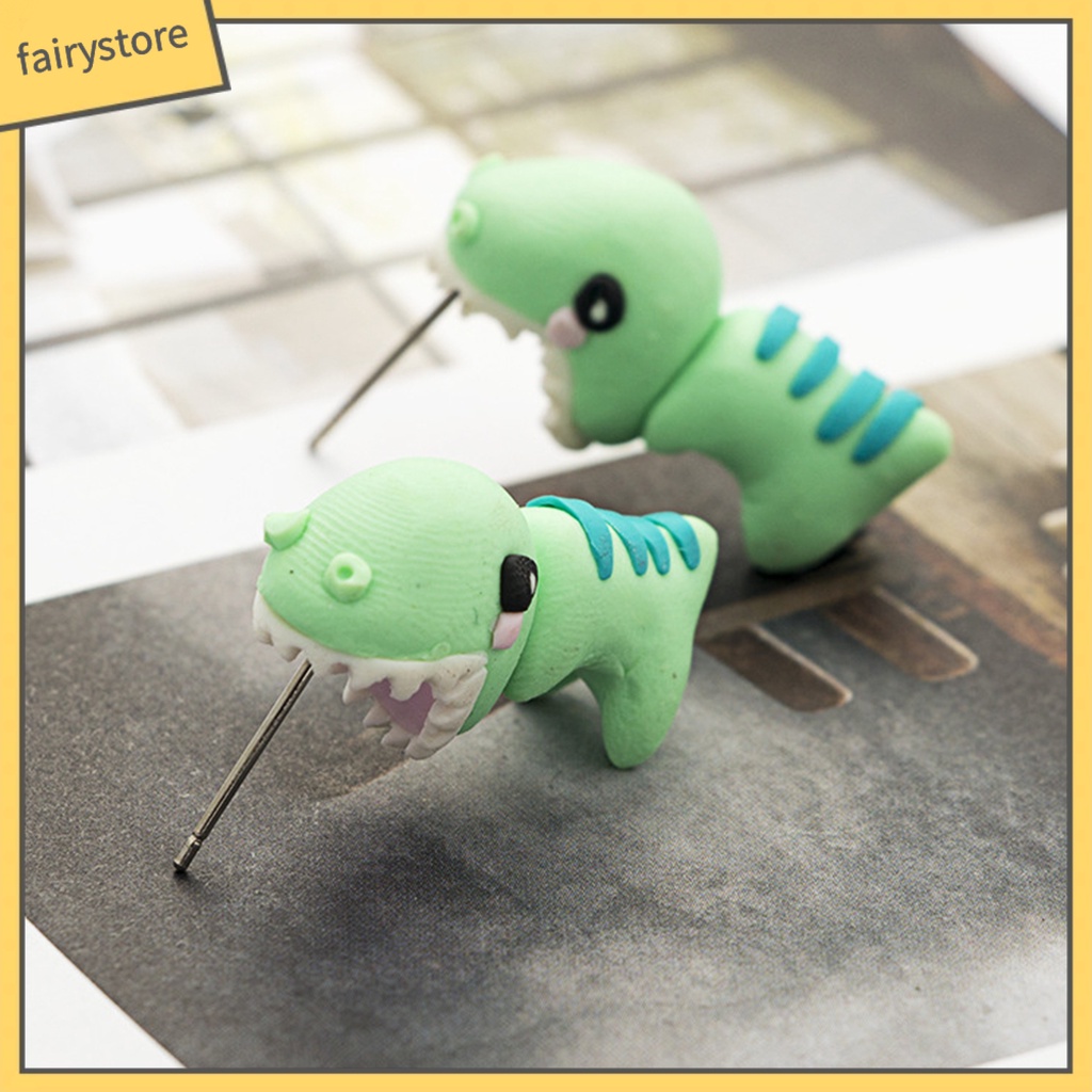 Bông Tai Hình Khủng Long Hoạt Hình 3D Bằng Đất Sét Polymer Dành Cho Nữ