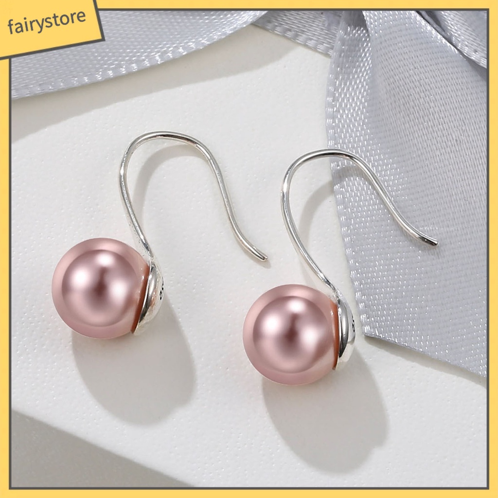 1 Đôi Bông Tai Bạc Hình Cầu Nhiều Màu Sắc Chống Biến Dạng Dành Cho Nữ