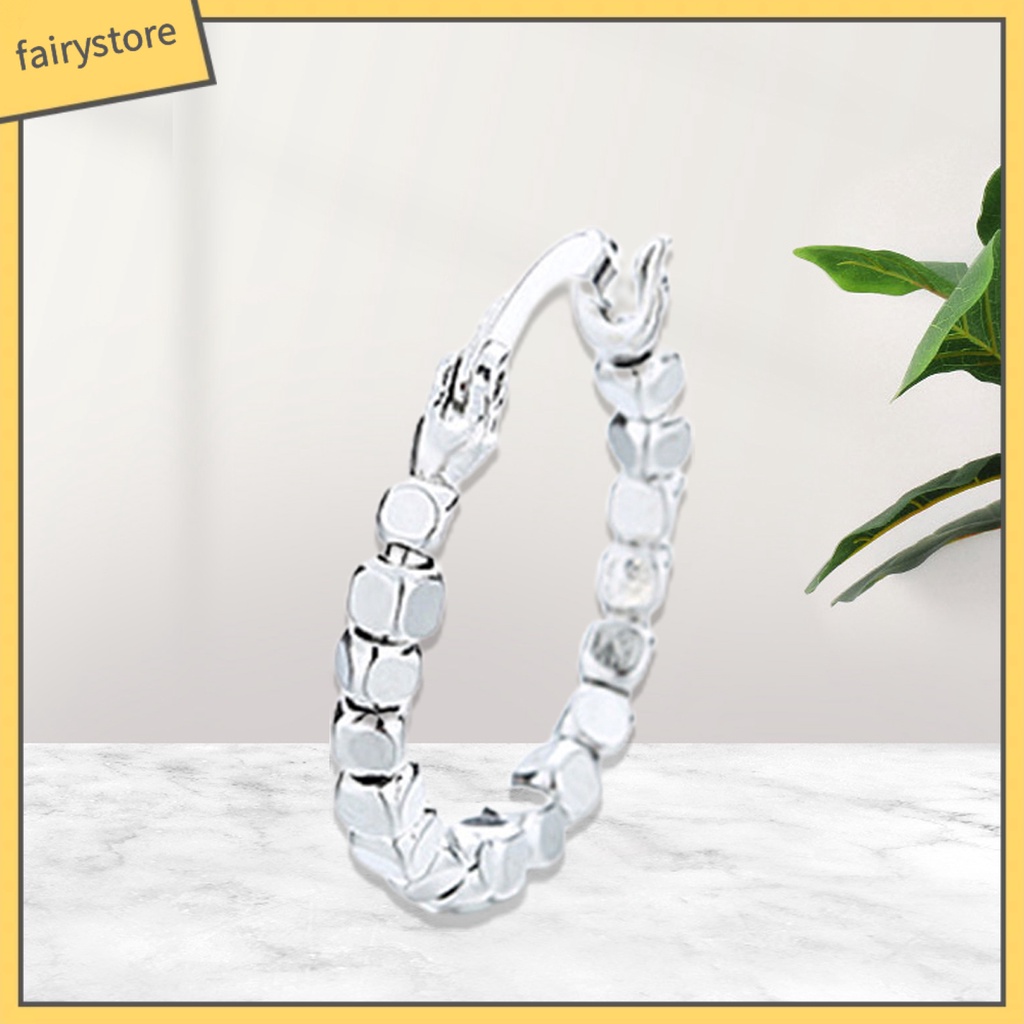 1 Bông Tai Hình Khối Lập Phương Bằng Đồng Bóng Cao Không Gây Dị Ứng Phong Cách Hip Hop Thời Trang Dành Cho Nữ